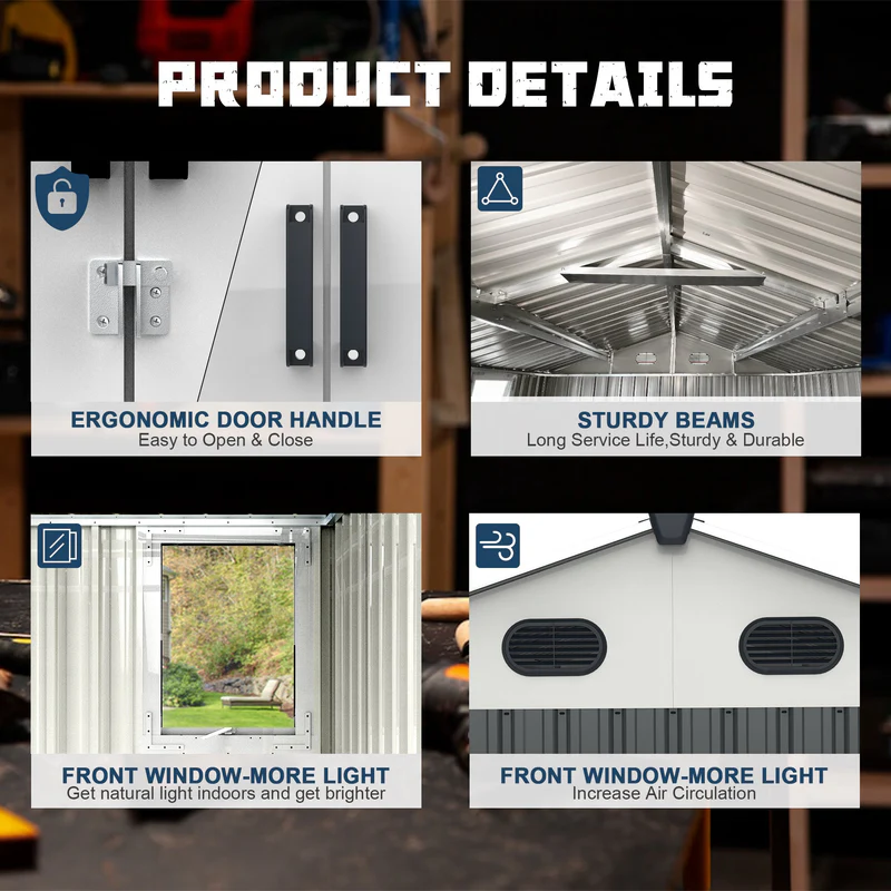 Metal Storage Shed with Double Hinged Doors - Image 4